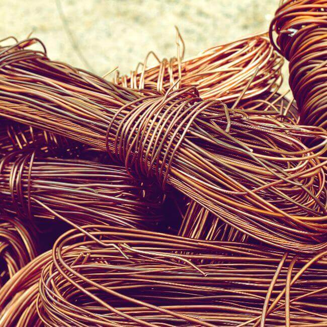 Rolls of Used Copper Wire Ready for Recycling at North Star Metal Recycling in Vancouver