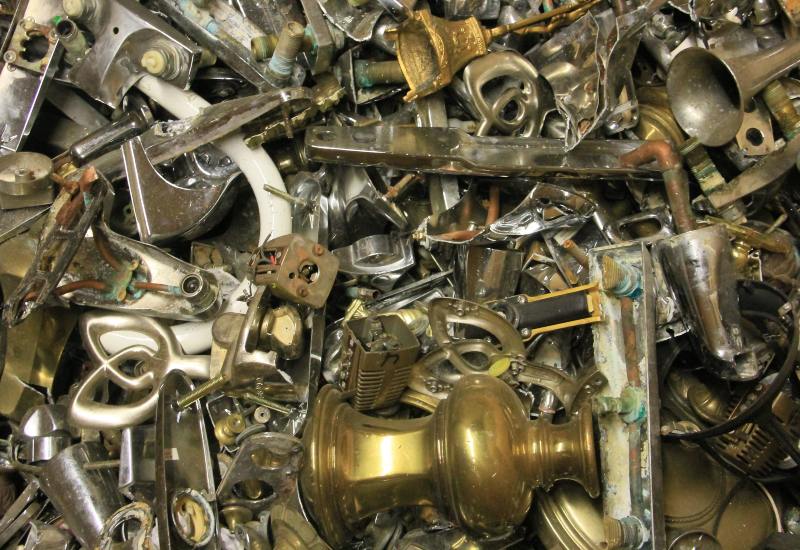 A Pile of Brass Scraps Ready for Recycling at North Star Metal Recycling in Vancouver